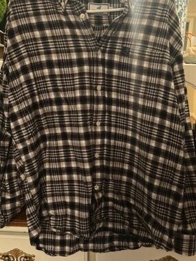 Properly Tied Black and White Plaid Button-Up Shirt flannel